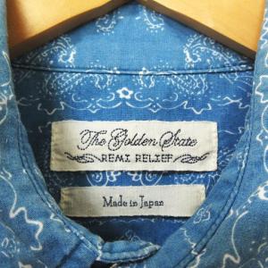 REMI RELIEF シャツ 長袖 ペイズリー バンダナ柄 M ブルー