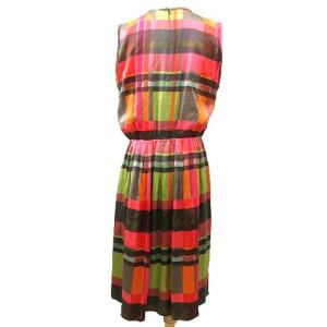 ETRO シルク ワンピース 膝丈 ノースリーブ 46 マルチカラー イタリア製