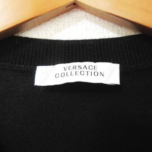 VERSACE 美品 Collection 2018年 ニット セーター 長袖 刺繍 ウール 黒 ブラック S