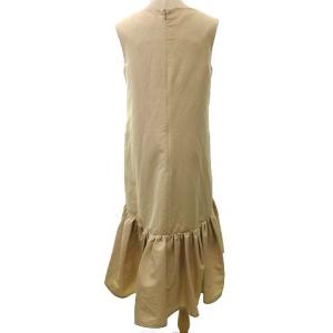 CELFORD 19SS グログランAラインワンピース 膝丈 ノースリーブ ギャザーフレア 36 ベージュ