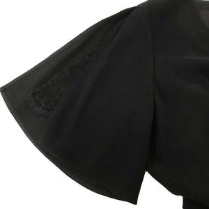 ANAYI ソフトサテンカシュクールオールインワン 五分袖 リボンベルト 36 ブラック