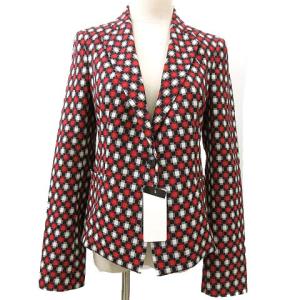 国内正規 テーラードジャケット 1B 総柄 40 レッド ネイビー IBO15 R092903