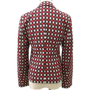 EMPORIO ARMANI 国内正規 テーラードジャケット 1B 総柄 40 レッド ネイビー IBO15 R092903