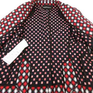 EMPORIO ARMANI 国内正規 テーラードジャケット 1B 総柄 40 レッド ネイビー IBO15 R092903