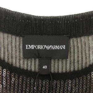EMPORIO ARMANI 国内正規 スパンコール カットソー 九分袖 カニ 40 ブラック IBO15 R092904