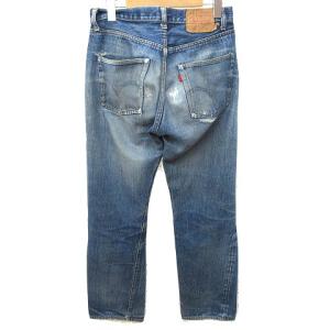 Levi's 70S 501 66前期 デニム パンツ スモールe レギュラーストレート ダメージ パッチ有 赤耳 W30 青 ブルー