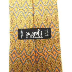 HERMES ネクタイ シルク レギュラータイ 総柄 ブラウン