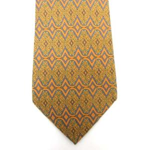 HERMES ネクタイ シルク レギュラータイ 総柄 ブラウン