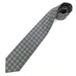 ネクタイ シルク レギュラータイ ペンチェック柄 グレー