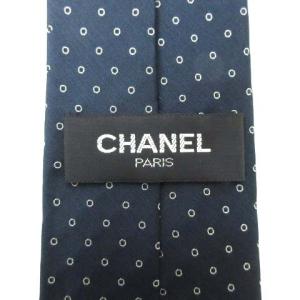 CHANEL C092811 ネクタイ ドット柄 シルク ネイビー