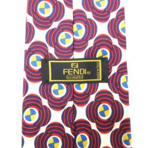 FENDI ネクタイ レギュラータイ ビジネス 総柄 シルク ホワイト レッド IBO15 C092810