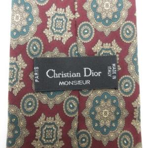 Christian Dior ネクタイ レギュラータイ 総柄 シルク エンジ グリーン