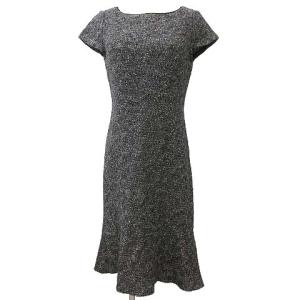 M'S GRACY セレモニー ワンピース スーツ アンサンブル 膝丈 ジャケット ツイード ストレッチ 38 黒 ブラック