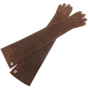 手袋 ロンググローブ ゴートスキン スエード 内側カシミヤニット 茶 ブラウン イタリア製