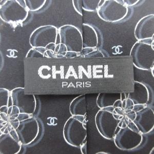CHANEL C102712 ネクタイ 花柄 シルク ネイビー