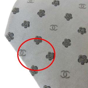 CHANEL R102828 ネクタイ ココマーク カメリア シルク イタリア製 グレー