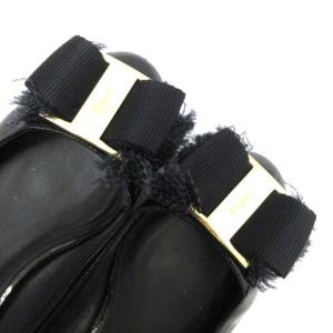 Salvatore Ferragamo MARLIA パテント パンプス ヴァラ レザー 7.5D 25cm 黒 ブラック