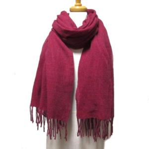 COLLECTION ストール カシミヤ混 フリンジ レッド ウール X