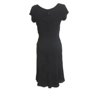 EMPORIO ARMANI ワンピース 半袖 ひざ丈 シルク混 ドレープ Vネック 38 ブラック