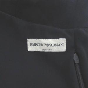 EMPORIO ARMANI ワンピース 半袖 ひざ丈 シルク混 ドレープ Vネック 38 ブラック