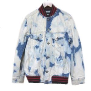 デニムジャケット ブリーチ ブルー ホワイト S コットン 胸ポケット