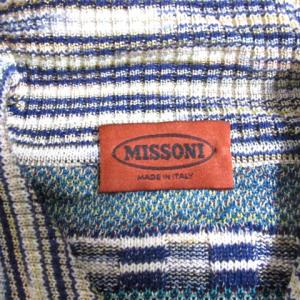 MISSONI セーター ニット 長袖 パッチワーク柄 ヘンリーネック リネン混 52