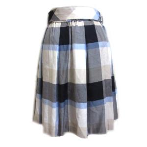 BLUE LABEL CRESTBRIDGE チェックひざ丈スカート 36 ブルー