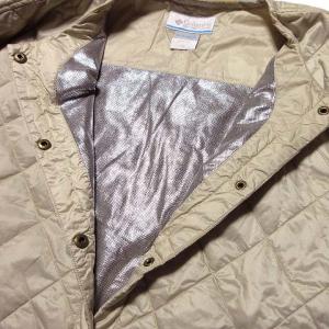 Columbia ノーカラー キルティングジャケット 中綿 ブルゾン ナイロン XL ライトベージュ