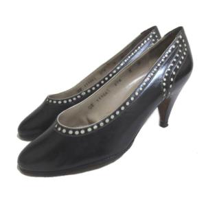 パンプス コーンヒール パンチング 22.5ブラック