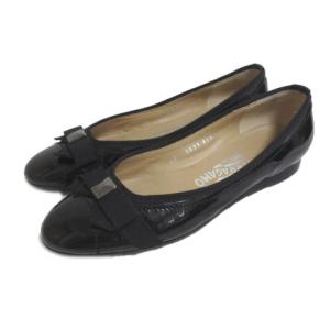 エナメルリボンバレエシューズ 6 C ブラック