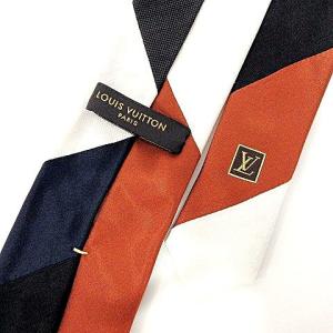 LOUIS VUITTON ネクタイ リネン混 パッチワーク レギュラータイ 箱付 黒 マルチカラー NGA35