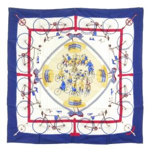 カレ90 LES BECANES スカーフ シルク ブルー