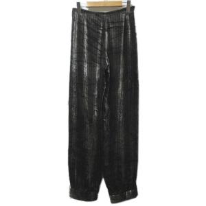 GIORGIO ARMANI パンツ ベロア シルク混 ストライプ 国内正規 38 S相当 グレー NGA35 X