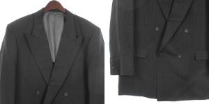 GIANNI VERSACE セットアップ スーツ テーラード ジャケット ダブル スラックス パンツ ストライプ グレー系 NGA35