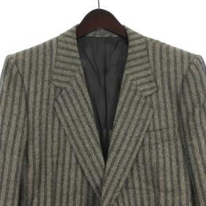 LANVIN テーラード ジャケット シングル 背抜き ストライプ ウール  グレー R48-45 NGA35