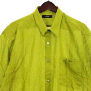 CELINE ヴィンテージ 90's シャツ 半袖 ジャガード 総柄 コットン グリーン系 48 M NGA35