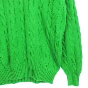 malo ケーブルニット セーター 長袖 Vネック コットン イタリア製 緑 グリーン 52 XXL NGA35