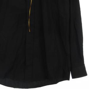 KENZO スタンドカラー シャツ 長袖 刺繍 ダブルカフス コットン フランス製 黒 ブラック 2 NGA35