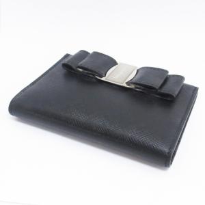 Salvatore Ferragamo ヴァラ カードケース パスケース 名刺入れ レザー 黒 ブラック NGA35