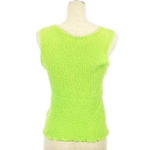 me ISSEY MIYAKE ノースリーブ カットソー ストレッチ コットン ライトグリーン NGA35