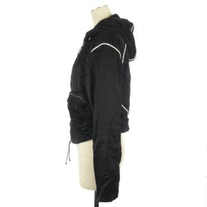 ARMANI COLLEZIONI ジャケット パーカー ジップアップ ショート丈 ロゴ刺繍 イタリア製 黒 ブラック 42 L