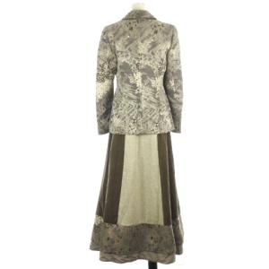 KENZO セットアップ 刺繍ジャケット スカート ベロア切替 38 グレー