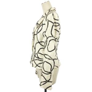 ARMANI COLLEZIONI テーラード ジャケット シングル スパンコール ビジュー装飾 白黒 ホワイト 42 L NGA35