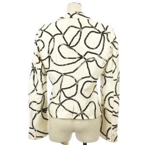 ARMANI COLLEZIONI テーラード ジャケット シングル スパンコール ビジュー装飾 白黒 ホワイト 42 L NGA35