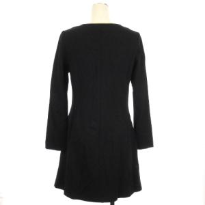 TORY BURCH ワンピース ひざ丈 長袖 ロゴボタン ストレッチ 黒 ブラック S