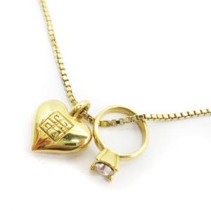 ネックレス ハートモチーフ リングモチーフ ヴィンテージ ゴールドカラー