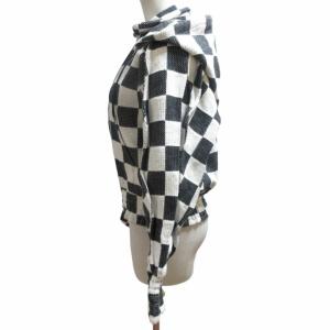 FACETASM タグ付き ジップパーカー フーディ ショート 市松柄 バイカラー JM-JK-BM02 黒 ブラック 白 ホワイト Mサイズ