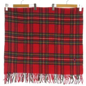 ひざ掛け ストール ウール チェック 赤 レッド 75×140cm