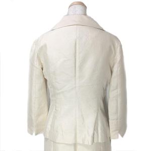 EPOCA アンサンブル スーツ ジャケット 7分袖 背抜き ワンピース ひざ丈 ノースリーブ シルク混 レースアップ ベージュ 40