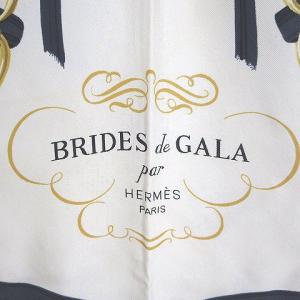 HERMES カレ90 BRIDES de GALA スカーフ 大判 式典用馬勒 シルク 紺 白 X
